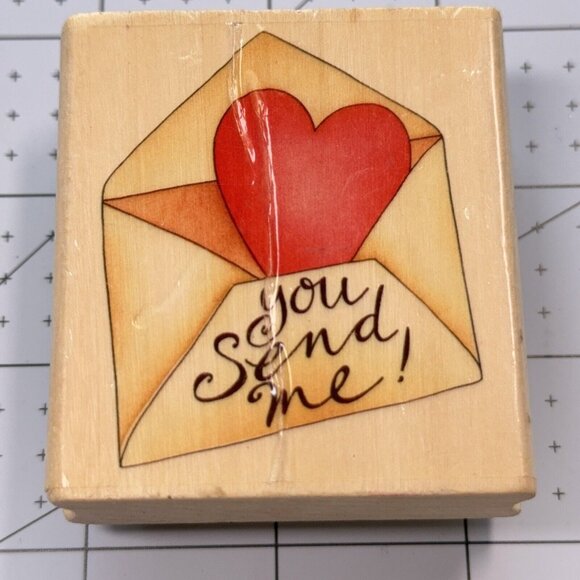 You Send Me! Rubber Stamp Uptown F26065 Heart Love Letter Message Romantic Craft - Picture 1 of 4